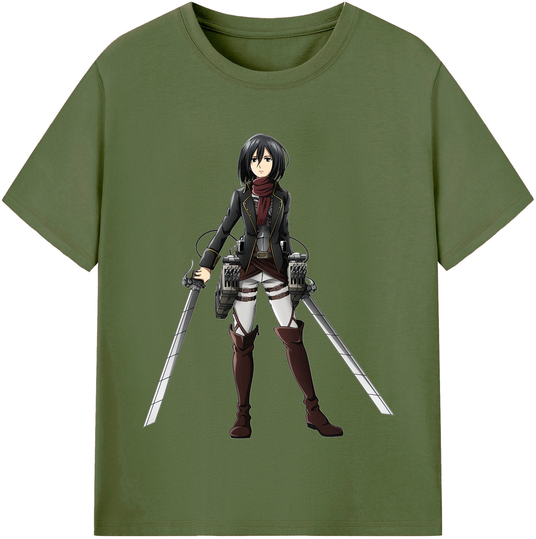 （画像用） 進撃の巨人 ミカサ·アッカーマン Attack on Titan Mikasa Ackerman 綿100％半袖Tシャツ（フロントプリント）